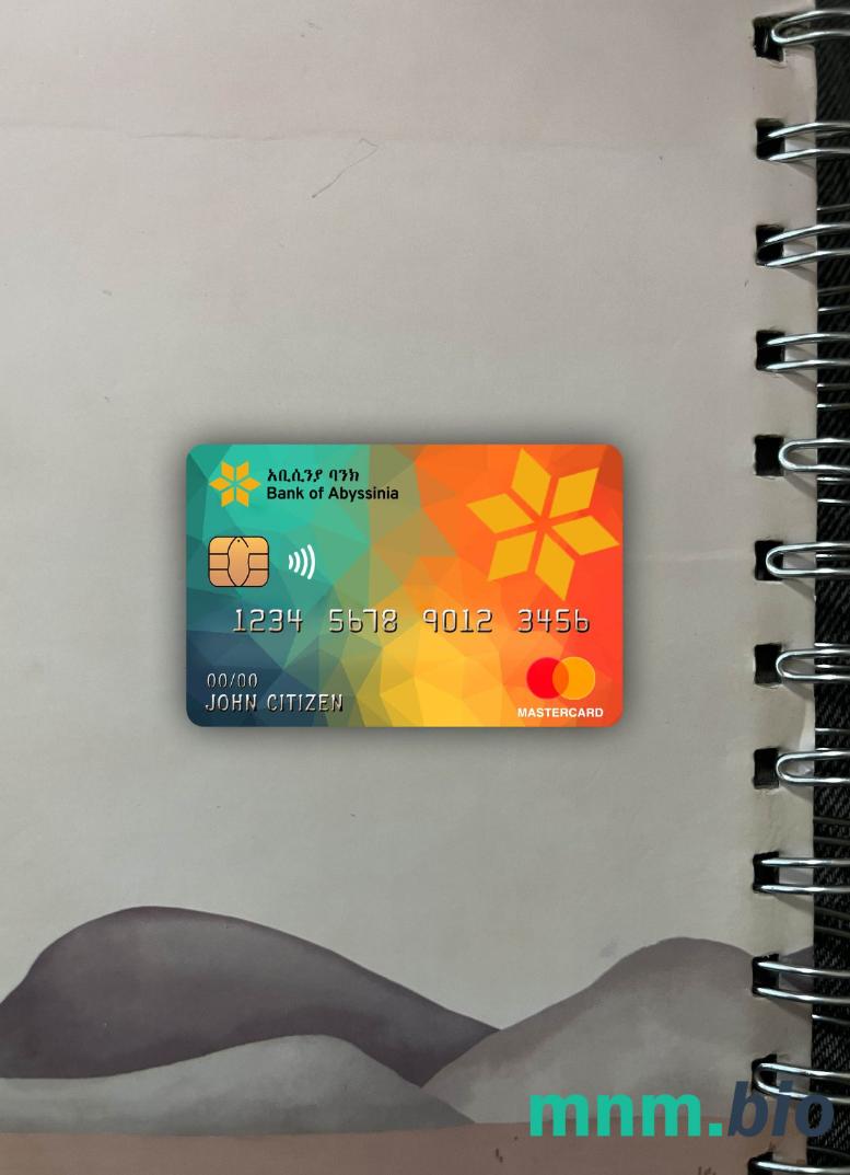 Ethiopia bank of Abyssinia bank master card wygląd fotograficzny skan PSD + zdjęcie